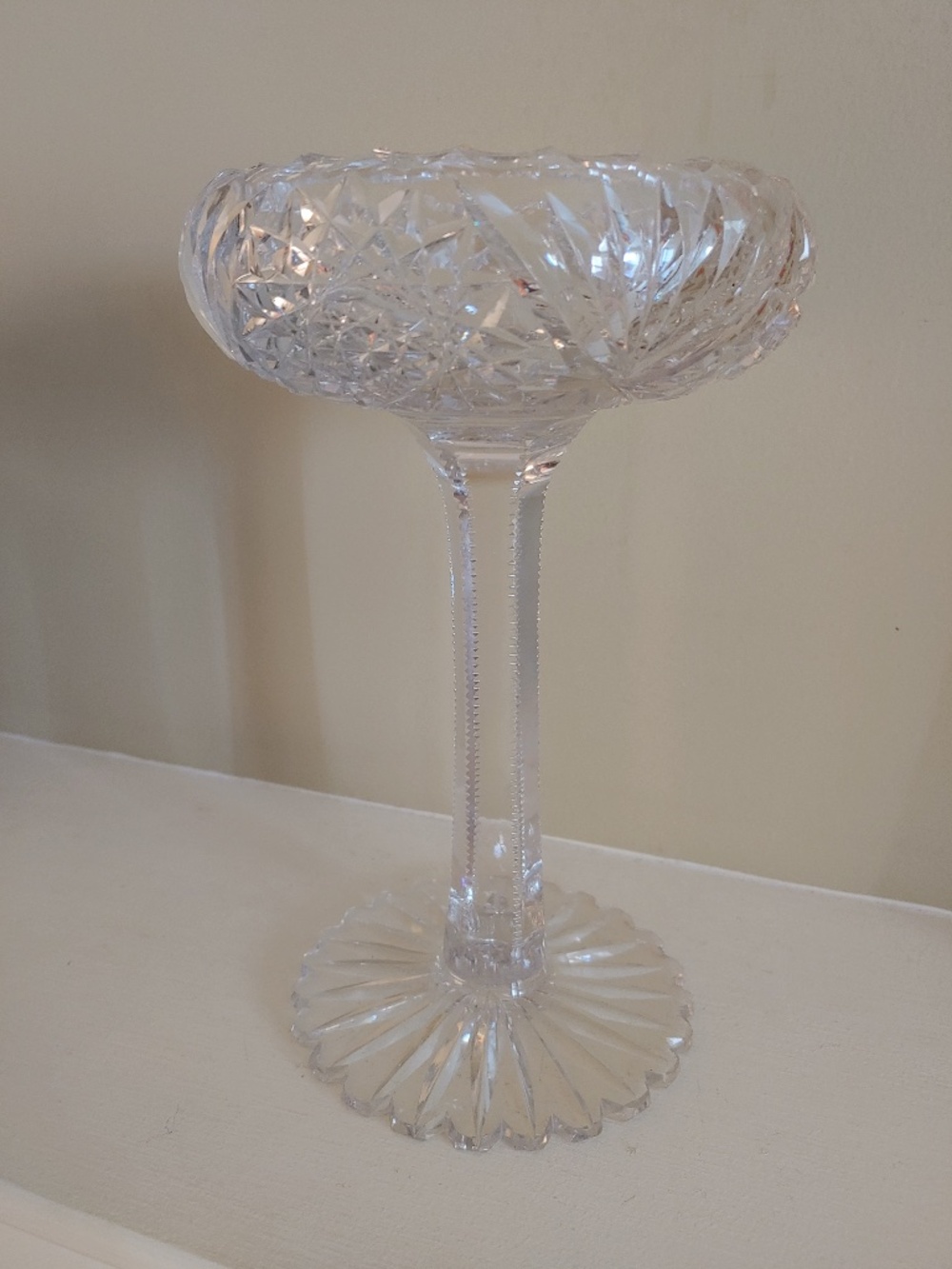 Antique Cut Glass Stemmed Candy Dish